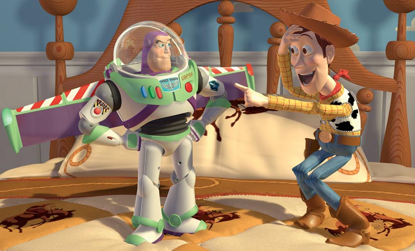 Woody-laughing-at-Buzz-in-Toy-Story