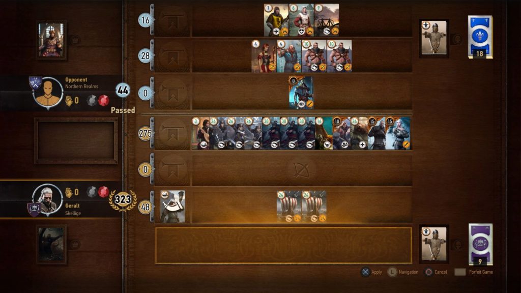 A 323 Gwent Score using a Skellige Deck in The Witcher 3