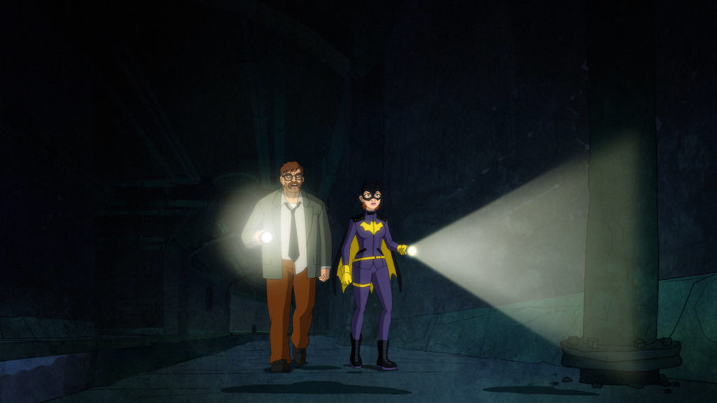 Jim Gordon and Batgirl patrol the sewers.