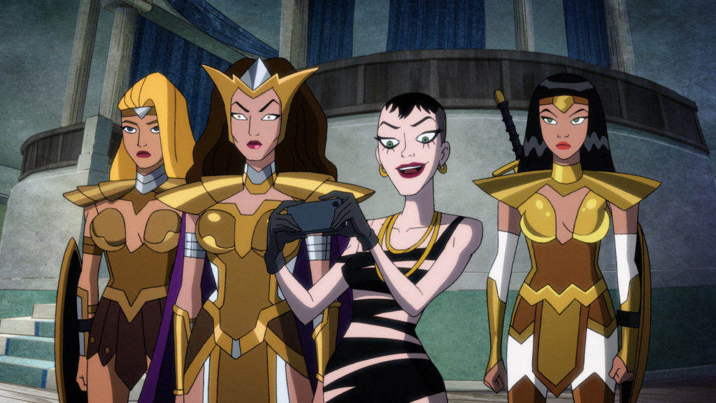 Heiress, with a camera, flanked by Queen Hippolyta and Themysciran guards.