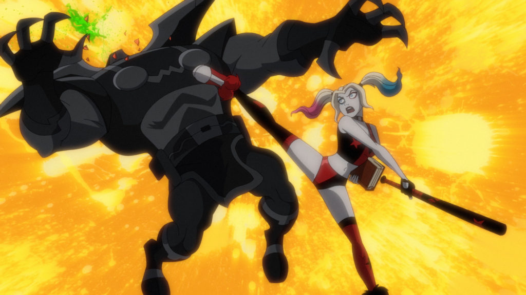 Harley beating up a Parademon