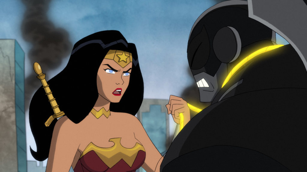 Wonder Woman interrogating a Parademon.