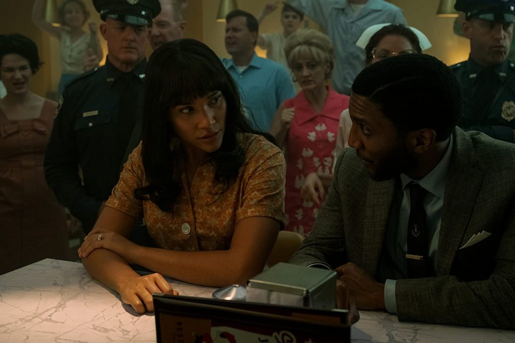 Allison (Emmy Raver-Lampman) and Raymond (Yusuf Gatewood) in The Swedish Job (2020)