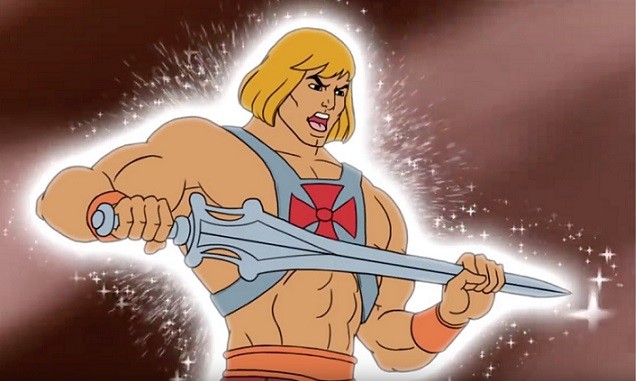 He-Man saying "I am power!" with the power sword in his hand