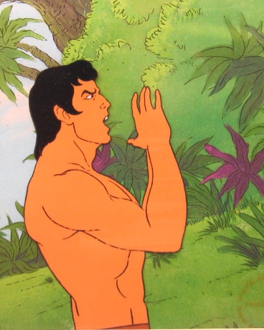 Tarzan yelling out in the jungle in FIlmation's Tarzan