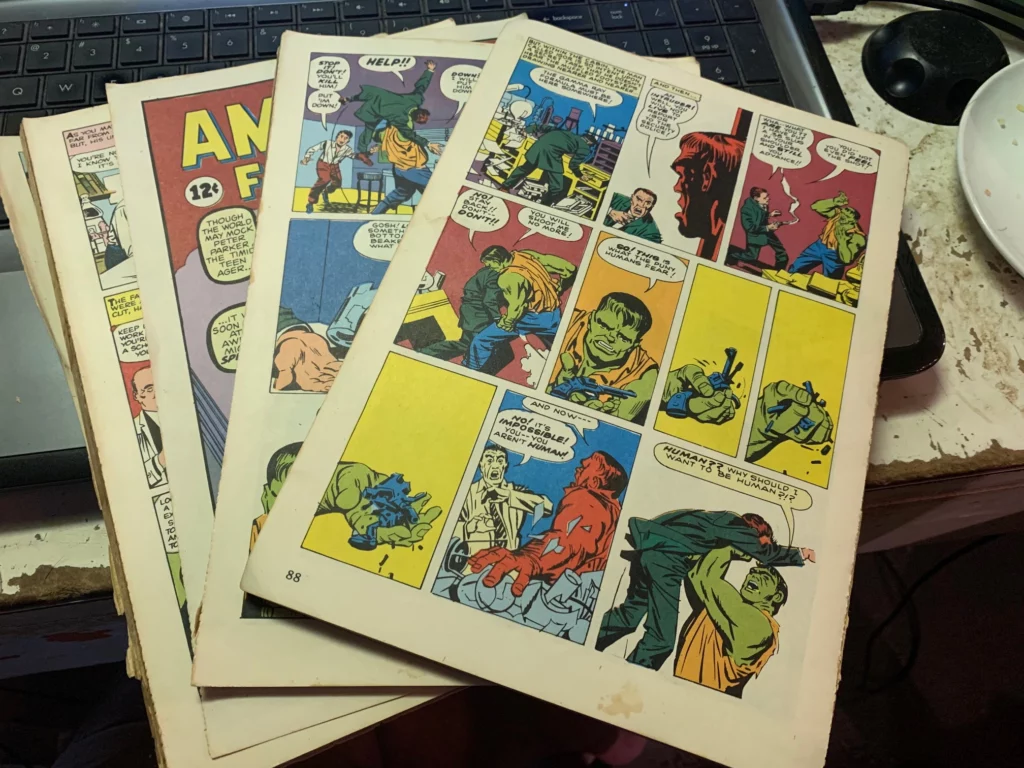 A Battered Copy of Origins of Marvel Comics by Stan Lee