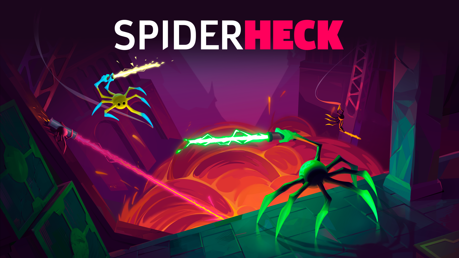 Two spiders with particle swords from Spiderheck