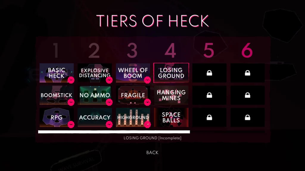 Tiers of Heck challenge mode from Spiderheck