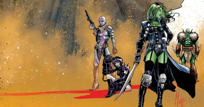 Guardians of The Galaxy #1 comic cover with Nebula, Mantis, Gammora, and Drax