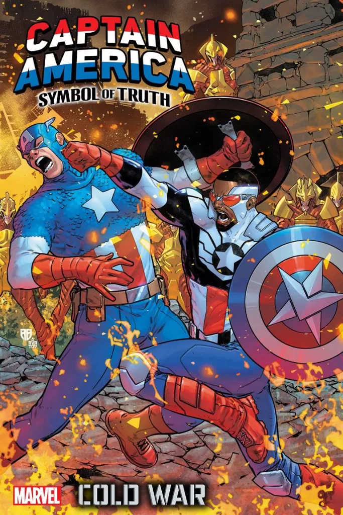 Sam Wilson punches Steve Rogers in CAPTAIN AMERICA: SYMBOL OF TRUTH #13 – Cold War Part 4