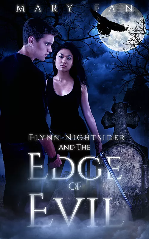 The cover of Flynn Darksider and the Edge of Evil, the first of a Young Adult dark fantasy and dystopian trilogy. 