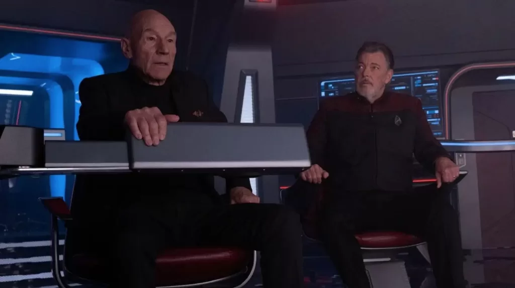 Picard and Riker on the bridge