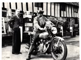 Philip Vincent with the first Rapide motorcycle in 1946