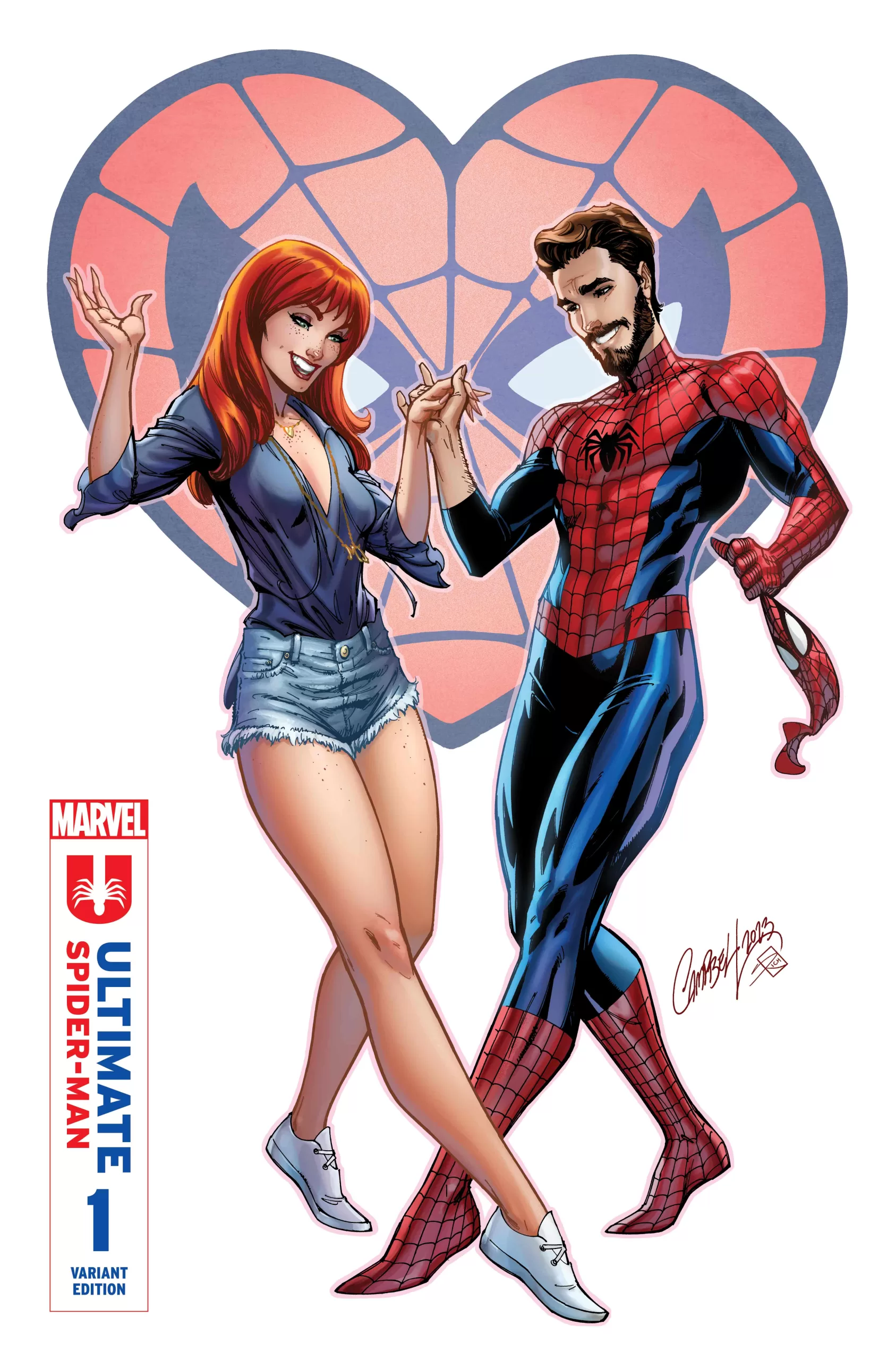 mary jane and peter in ultimate spider-man #1 cover by Scott Campbell
